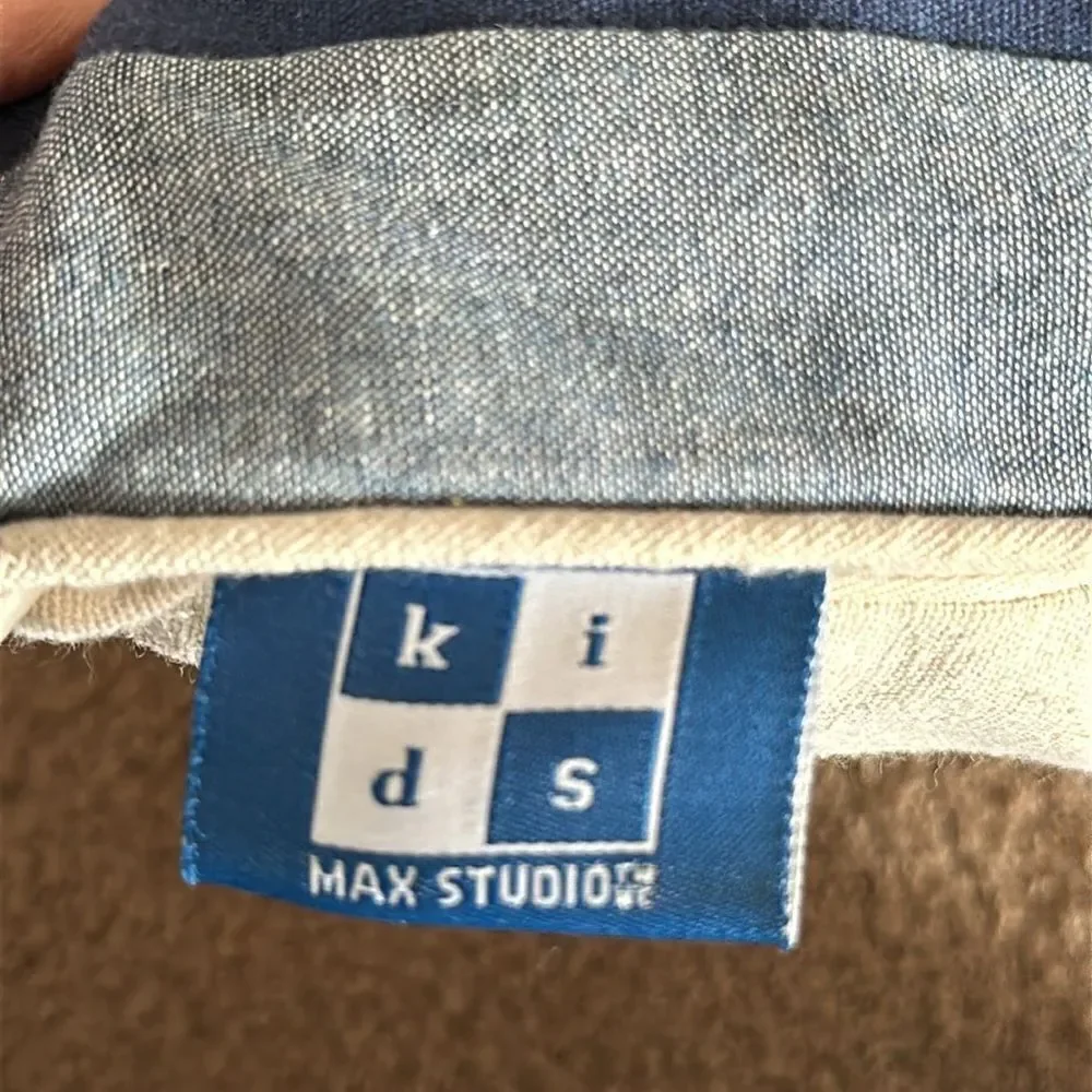 Max Studio Set of 2 Flag Design Throw Pillows Blue Silver Ivory Size 23” x 13”